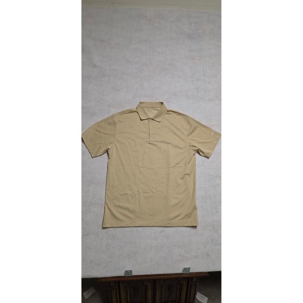 Nike Golf Polo Shirt Size Large Tan Khaki Short Sleeve Dri-FIT Mens
